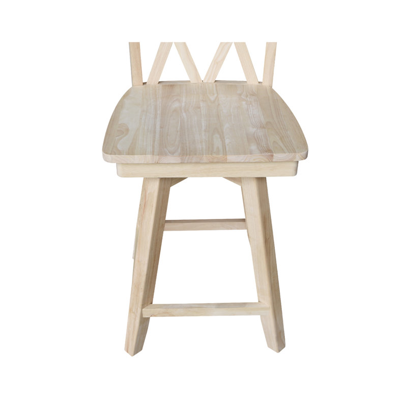 Decosmo Swivel Solid Wood Counter Stool with Solid Wood Frame