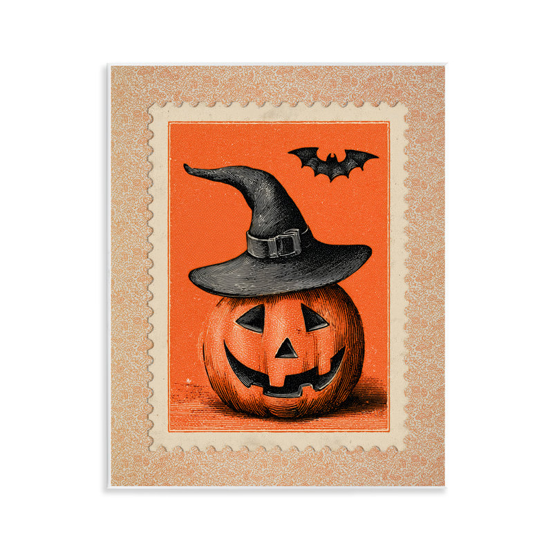 Plaque murale rétro avec cachet Jack-o-Lantern, design par Arlington Prints
