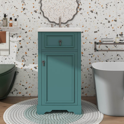 20-Inch Bathroom Vanity With Ceramic Sink, Soft Close Door, Adjustable Shelf, And Door-Mounted Storage Rack