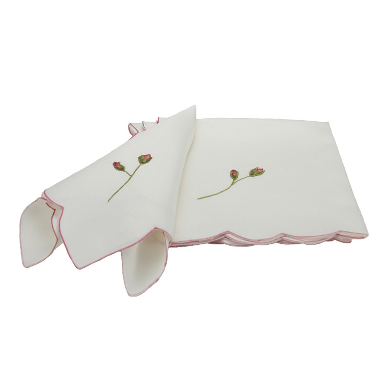 Serviette brodée Rose Bud