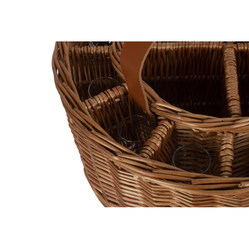 Wicker Garden Party Basket Drinks Carrier