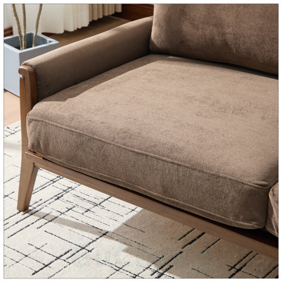 Canapé en velours de style Mid-Century moderne avec structure en bois massif, coussins confortables et canapé rembourré 3 places pour le salon