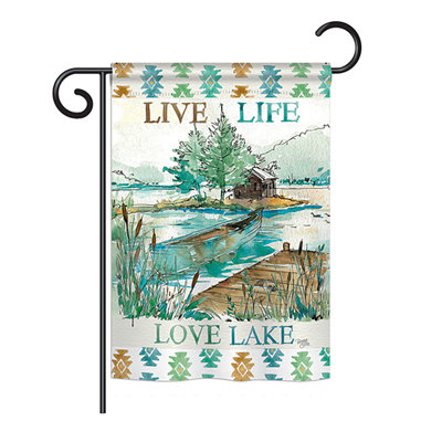 Mélange de polyester 2 côtés 18,5 x 13 po live life lake drapeau de jardin