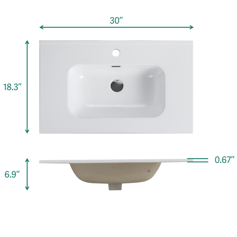 Morgan Contemporary Integrated Basin With Premium Ceramic And High-Gloss Finish  (Sink Only)