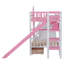 Lit superposé simple rose, 2 tiroirs, 3 tablettes et glissade, lit de chambre unique au style naturel-129943897-129943900