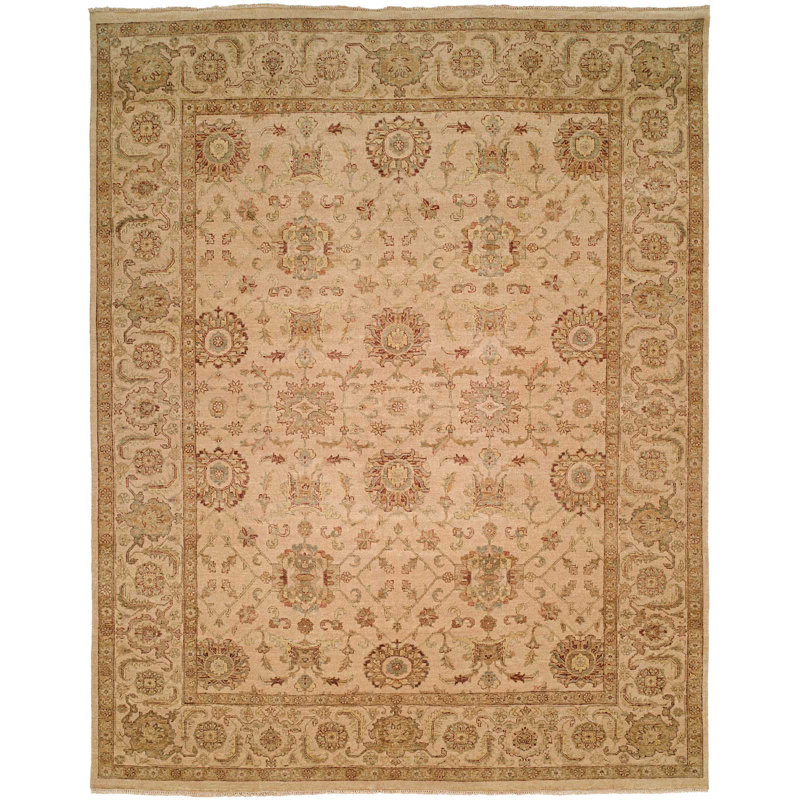 Mcgee Wool Oriental Area Rug in Ivory, Rectangle 6' x 9'