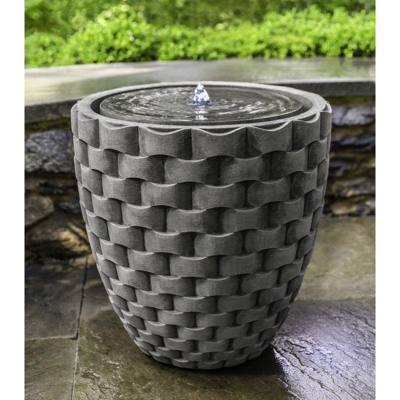 M Weave Floor Fountain with Light, Alpine Stone