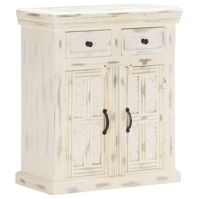 Buffet en bois de manguier blanc 25,6 po x 11,8 po x 29,5 po Aldolphus