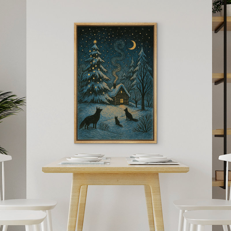 Hiver, art mural, impression sur toile encadrée, décoration de Noël, Naturel, H 24 po x l 16 po