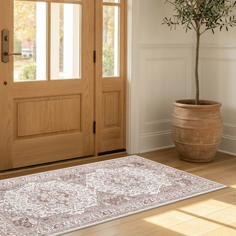 Dream Mink Rylan Printed Chenille Rugs, 2' x 4', Brown
