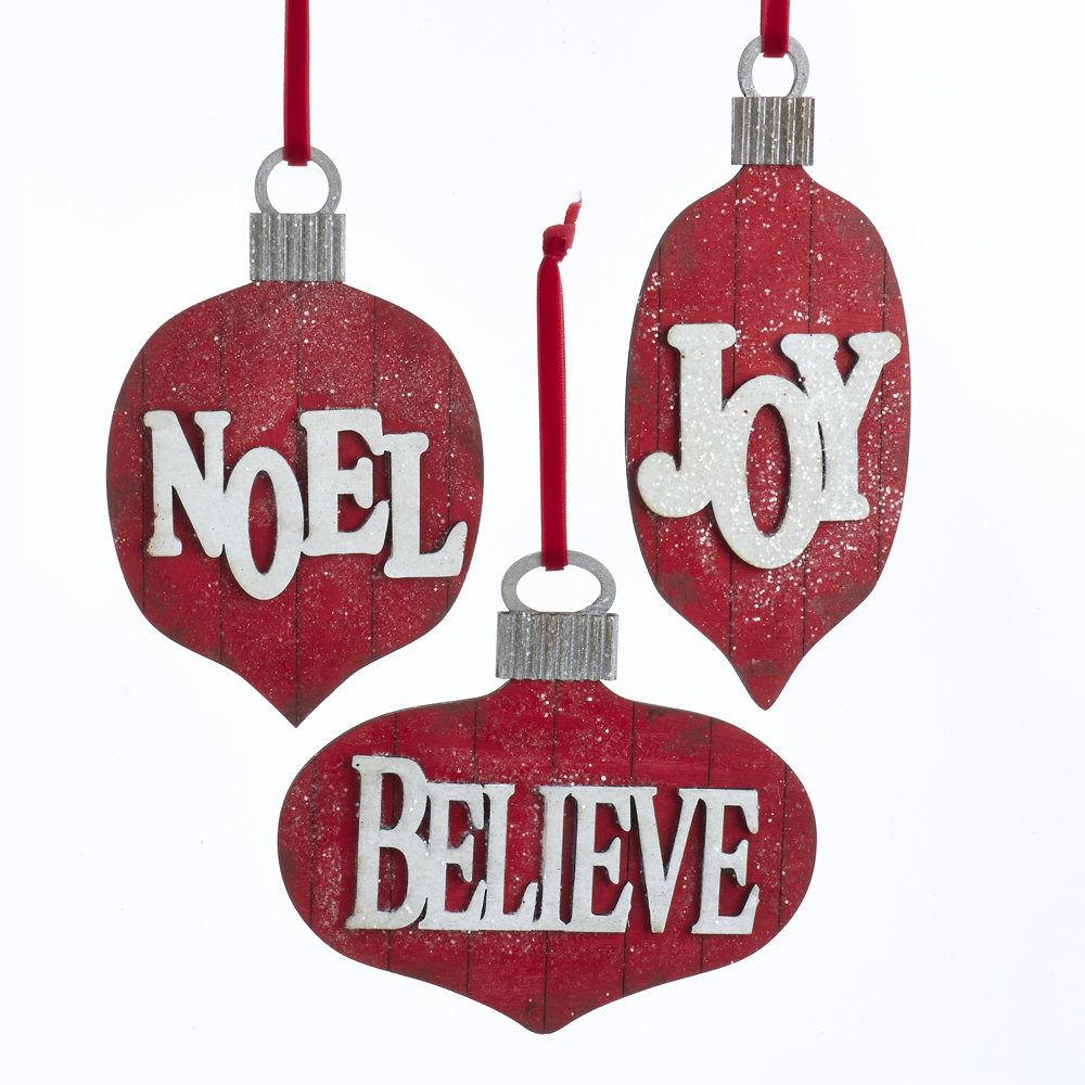 3 Piece Joy/Noel/Believe Word Hanging Figurine Set Kurt Adler