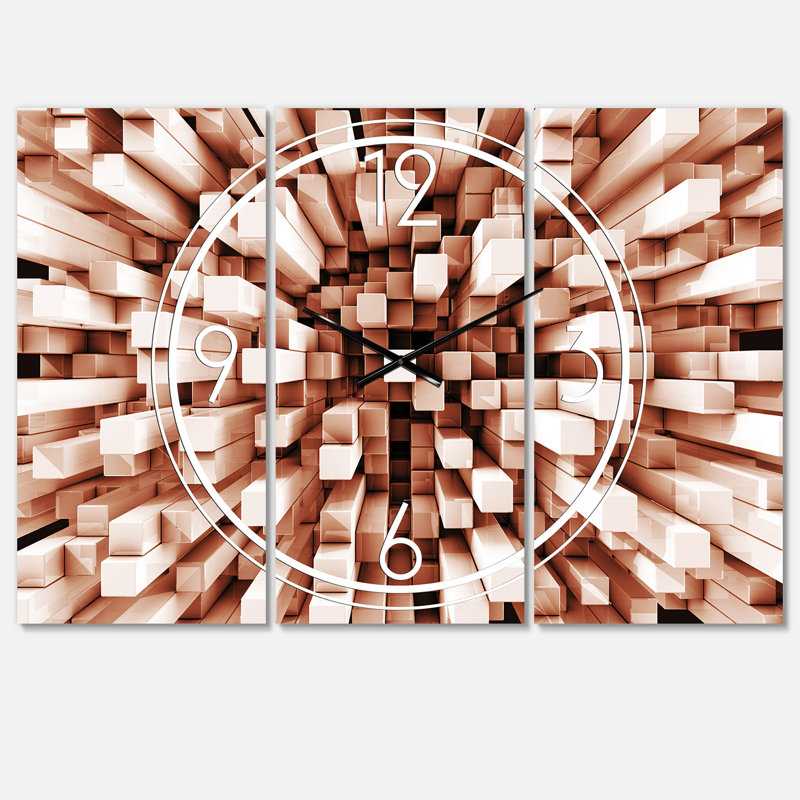 Reflective Checkered Cube - Modern wall clock