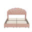 Structure de lit tapissier à DEL intelligente avec 2 tiroirs de rangement et tête de lit double pétale chic, lit plateforme Princess avec lumière DEL intelligente pour les filles, aucun sommier nécessaire