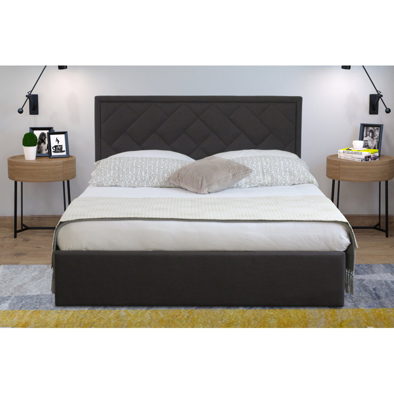 Freysteinn Upholstered Bed, Black, Double (4'6)