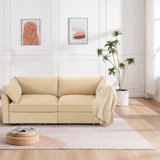 Canapé en chenille rembourré avec tiroirs sous le siège