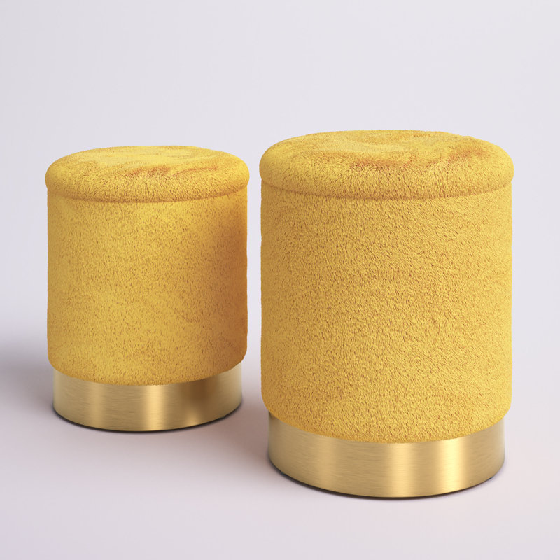 Dinah Upholstered Ottoman, Yellow Plush
