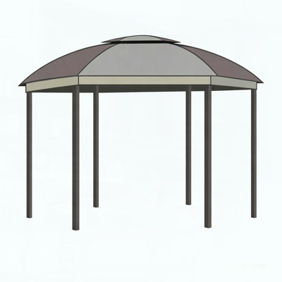 Dome Gazebo with Double-Tier Roof and Mesh Walls