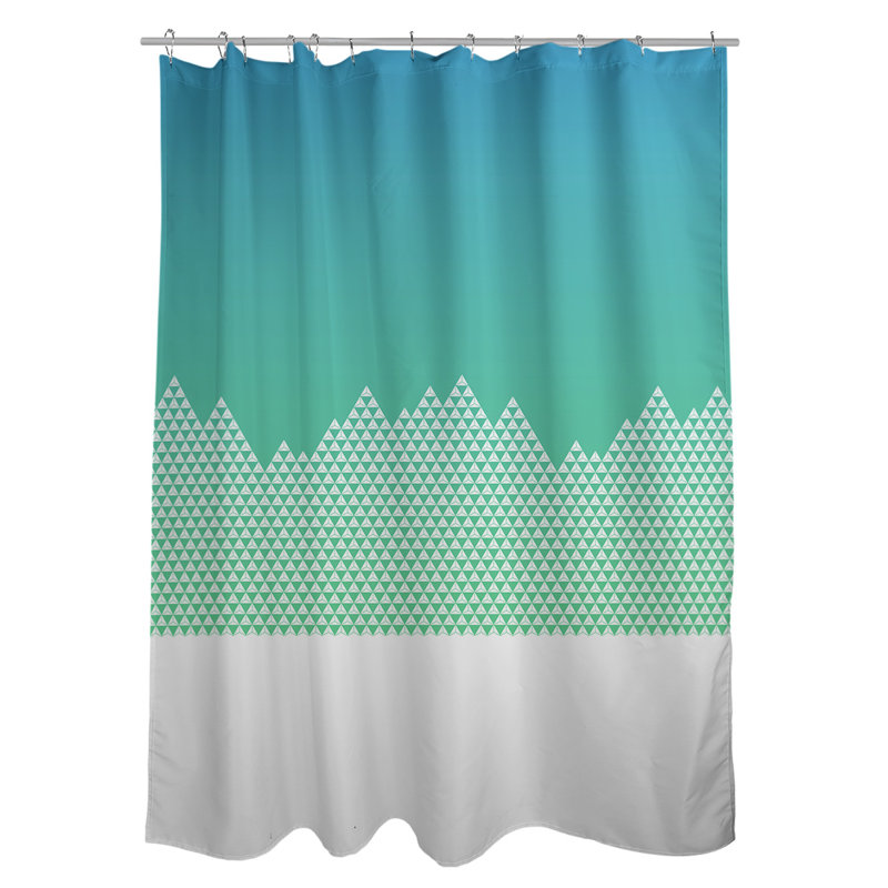 Rideau de douche simple Mountain, Bleu / Vert