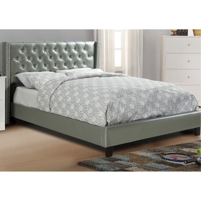 Full Size Bedroom Furniture With Silver Faux Leather Upholstered Headboard And Touch