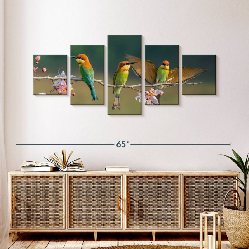 Green Bee Eater Birds, H 24 po x l 55 po