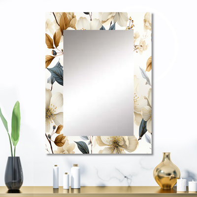 Subka Harmony Of White And Blue Poppies - Floral Wall Mirror, Floral Decorative Mirror, Printed Metal Art