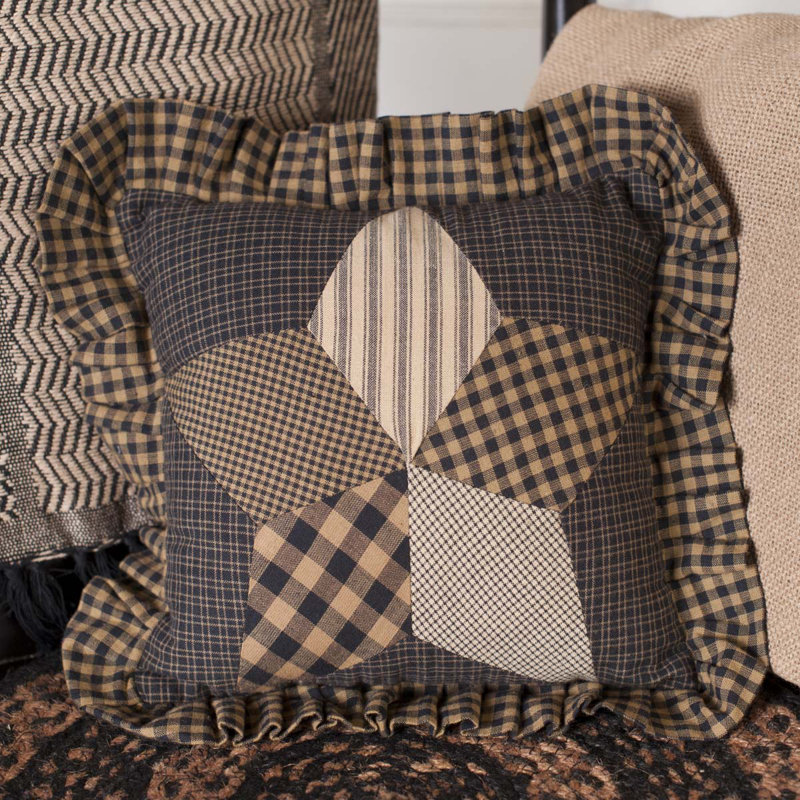 Farmhouse Star 10" Gray Cotton Accent Pillow