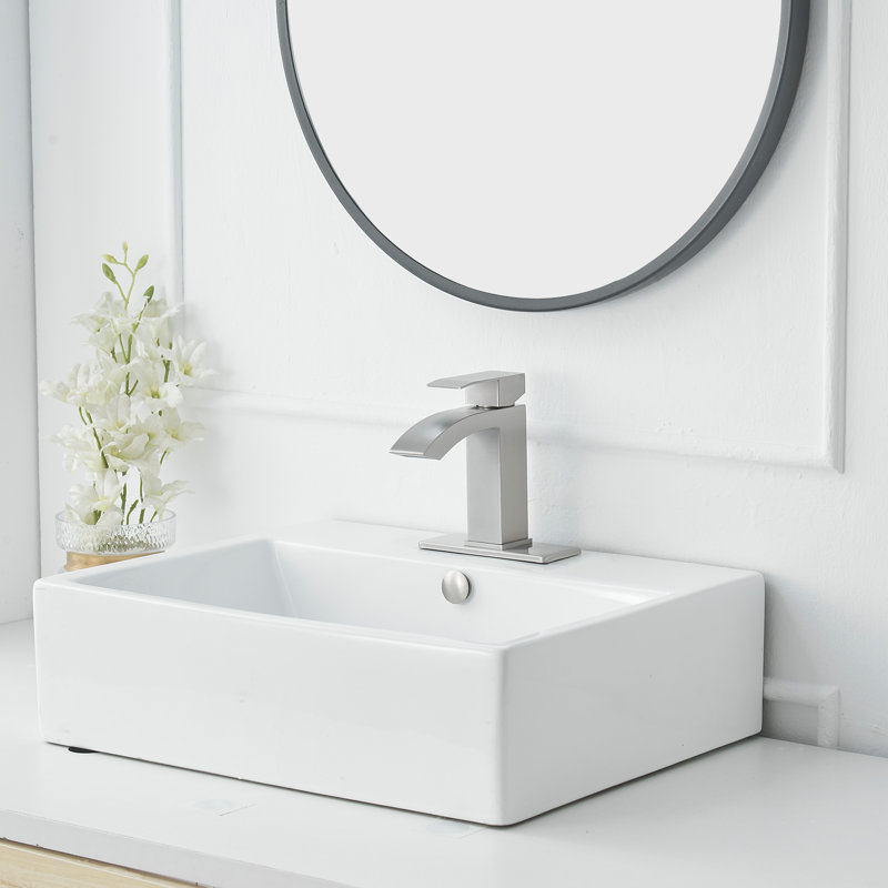 1 Single-handle Bathroom Faucet with Drain Assembly, Brushed Nickel