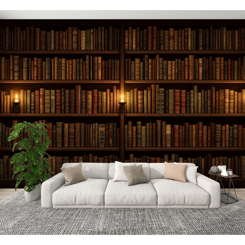 Papier peint auto-adhésif Grand Bibliothèque, L 144 po x l 100 po
