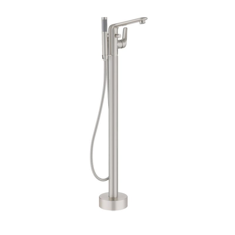 Single Handle Freestanding Bathtub Faucet with Diverter and Handshower, Brushed Nickel
