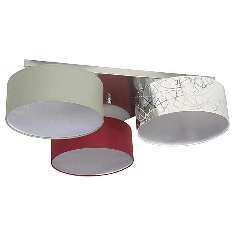 Pulley Fabric Semi Flush Mount, Silver/Dark grey/Burgundy