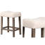 Ensemble de salle à manger 5 pièces de style moderne du milieu du siècle, table carrée en chêne de 91 cm avec 4 tabourets, revêtement en tissu, 4 places assises, montage facile, hauteur comptoir, bois d'ingénierie de style transitionnel, et élégant