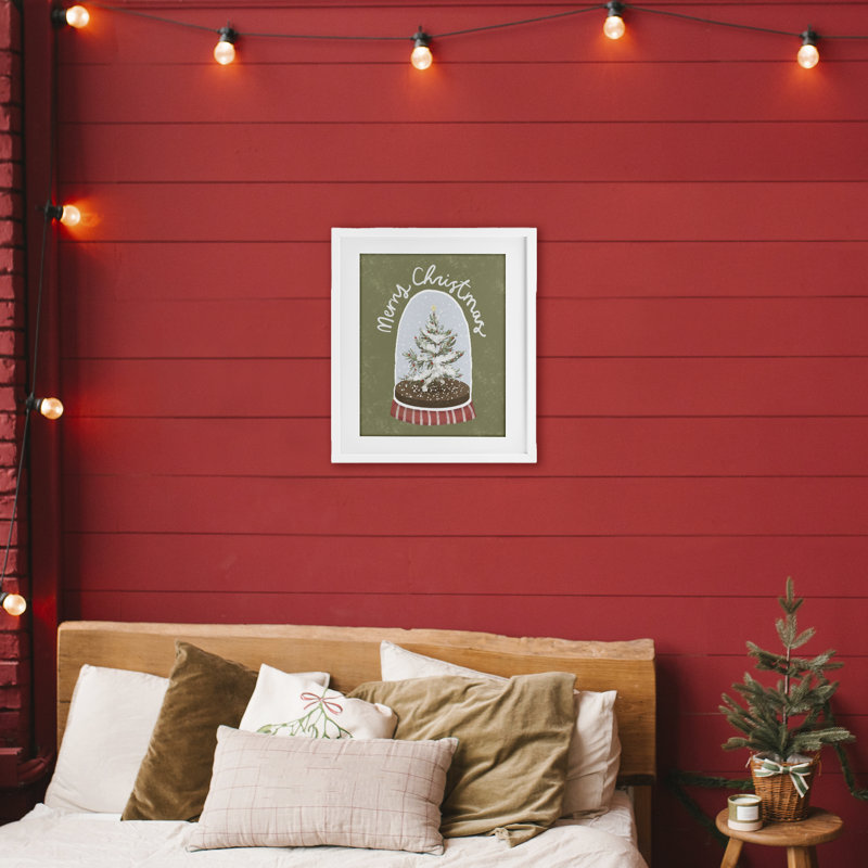 Merry Christmas Snow Globe, reproduction encadrée sous verre, conception de Sadie Harper, H 21 po x l 17 po