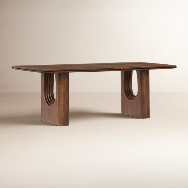 Campbell Layered 86" Dining Table, Mud Brown