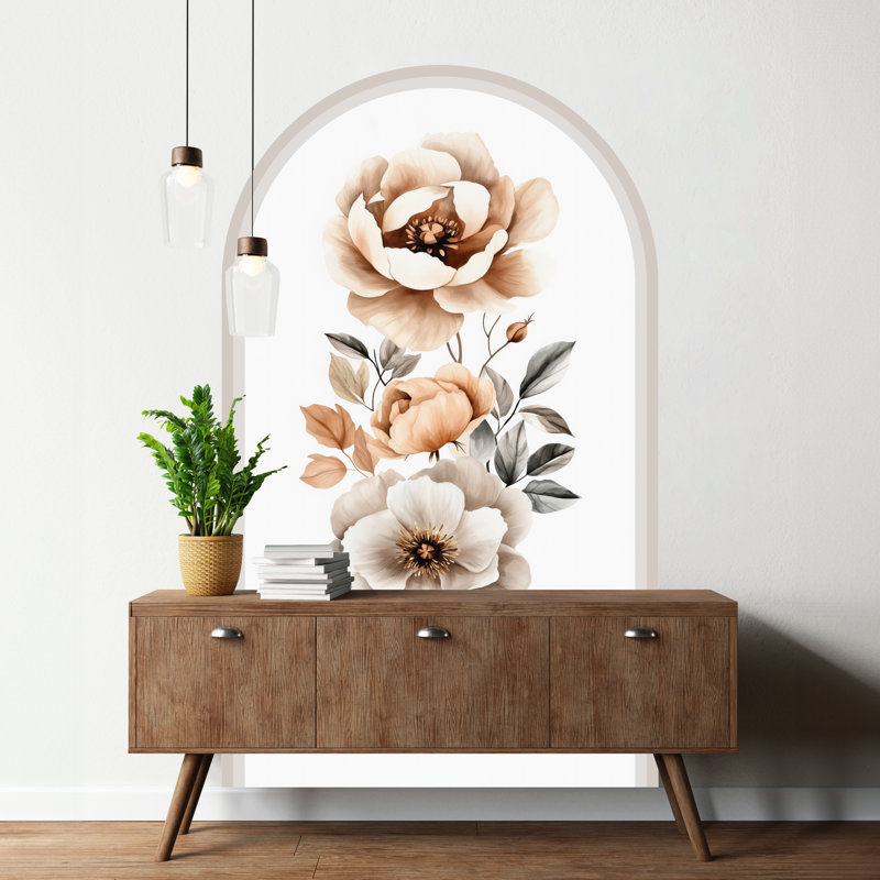 Peonies Flowers, Peel and Stick Non-Wall Damaging Wall Decal, 48" H x 28" W