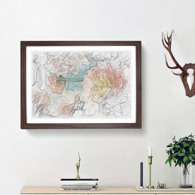 Pale Pink Dahlia Flowers in Bloom in Abstract - Picture Frame Drawing Print