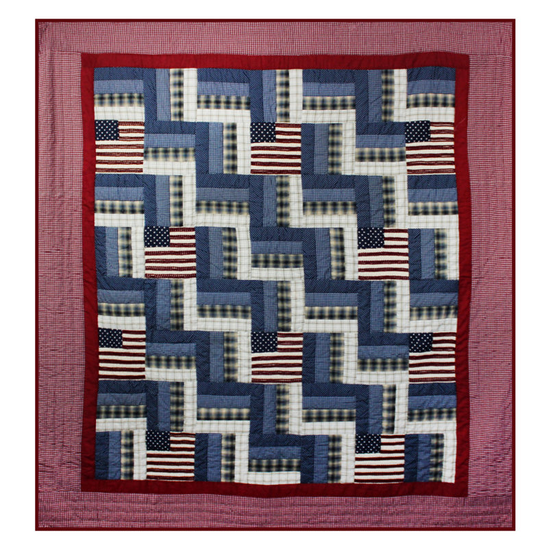Patriot Farmhouse / Country Cotton Patchwork Quilt, Super King Quilt