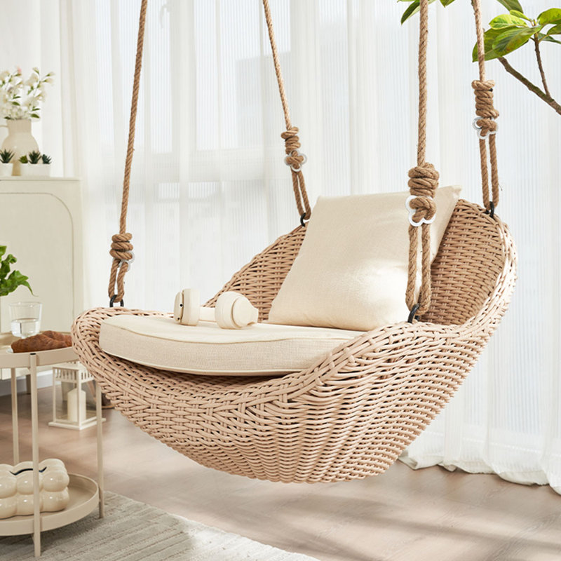 Yalim 1 Person Chair Hammock, Off-white/Brown
