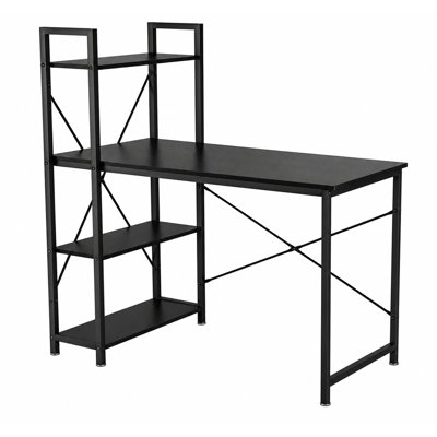 Utopia Alley SmartSpace Series Computer Desk with Storage Shelves, 47 Inch Home Office Desk, Reversible Bookshelf Design, Study, Gaming & Workstation Desk, Black