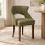 Ensemble de 2 chaises de salle à manger rembourrées en lin vert olive, chaises d'appoint modernes sans accoudoirs avec pieds en bois-496374999