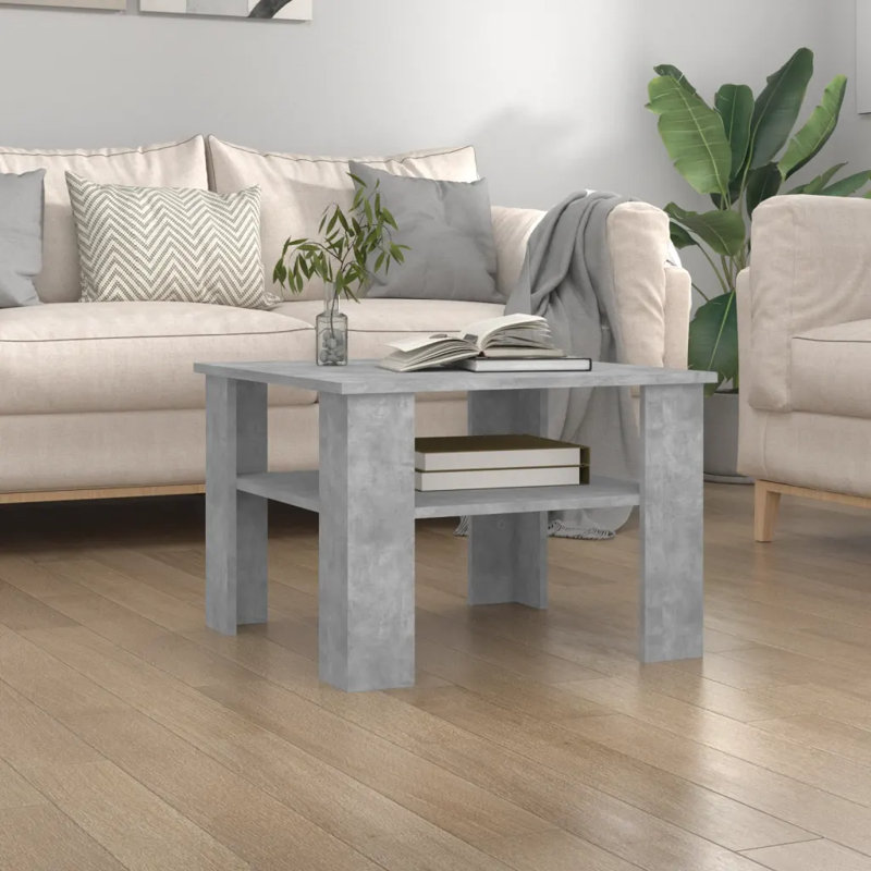 Abdulrahman Four Leg Coffee Table with Storage, Concrete Grey