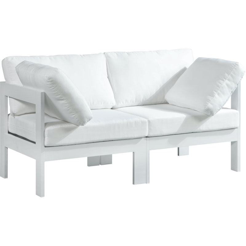 Kylis 60'' Wide Aluminum Loveseat with Cushions, White, White