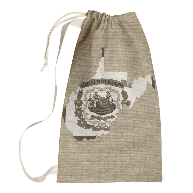 Sac à linge united states flag, Grand H 76,5 po x l 29,5 po x P 1,5 po, Beige brun blanc, Virginie occidentale