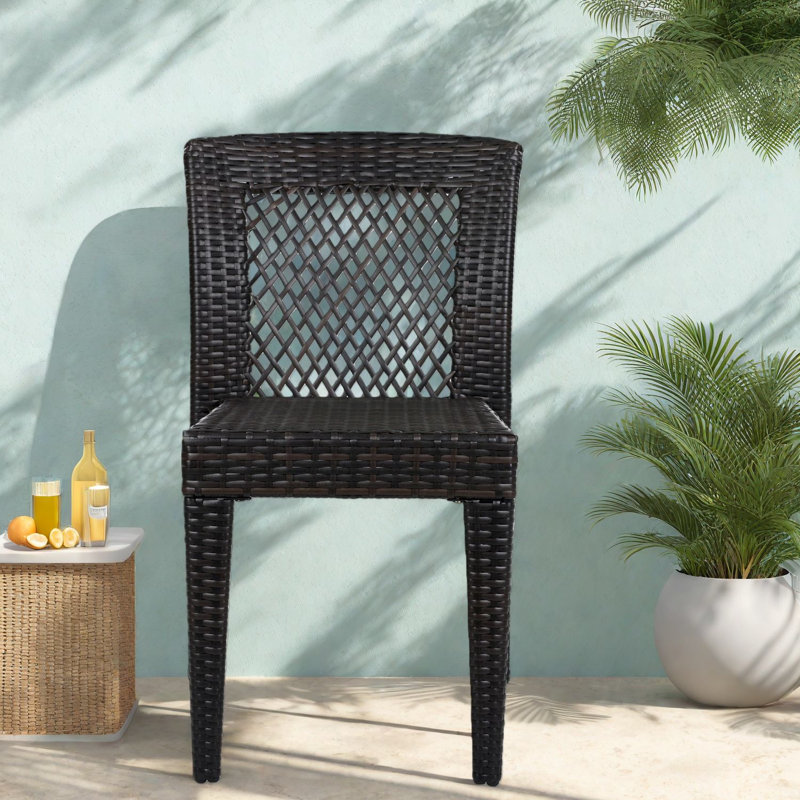 Chaises de patio empilables, acier rotin Pe, salle à manger d'extérieur moderne