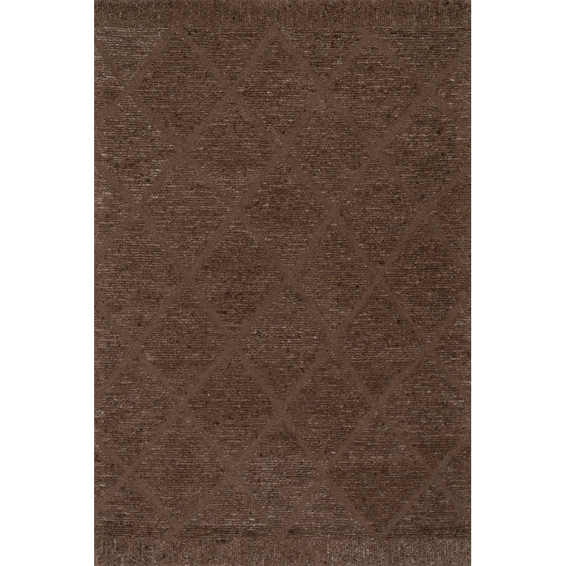 Julina Trellis Bohemian Wool Area Rug, Rectangle 5' x 8', Brown