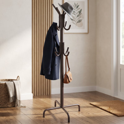 Standing Coat Rack Tree with Sturdy Metal Structure, Multi-Hook Design Coat Hanger Stand for Entryway, Bedroom and Living Room for Hanging Coats, Hats and Scarves