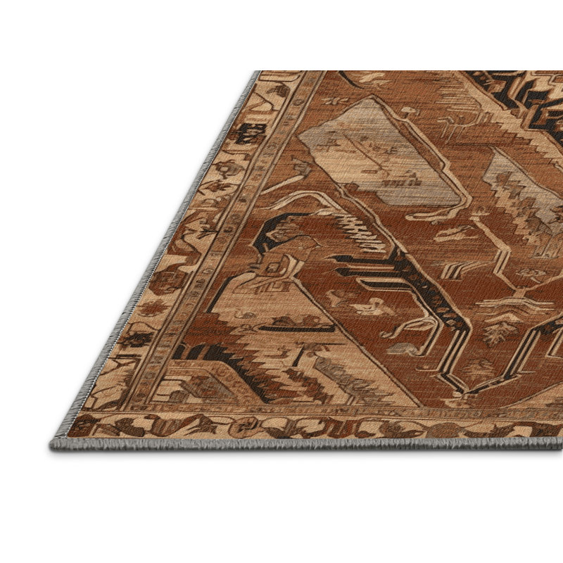 Tapis brun lavable à la machine, Rectangle 6 pi x 9 pi