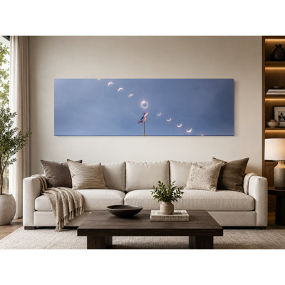 Cleveland Skyline Eclipse Daytime — Panoramic Canvas Wall Art