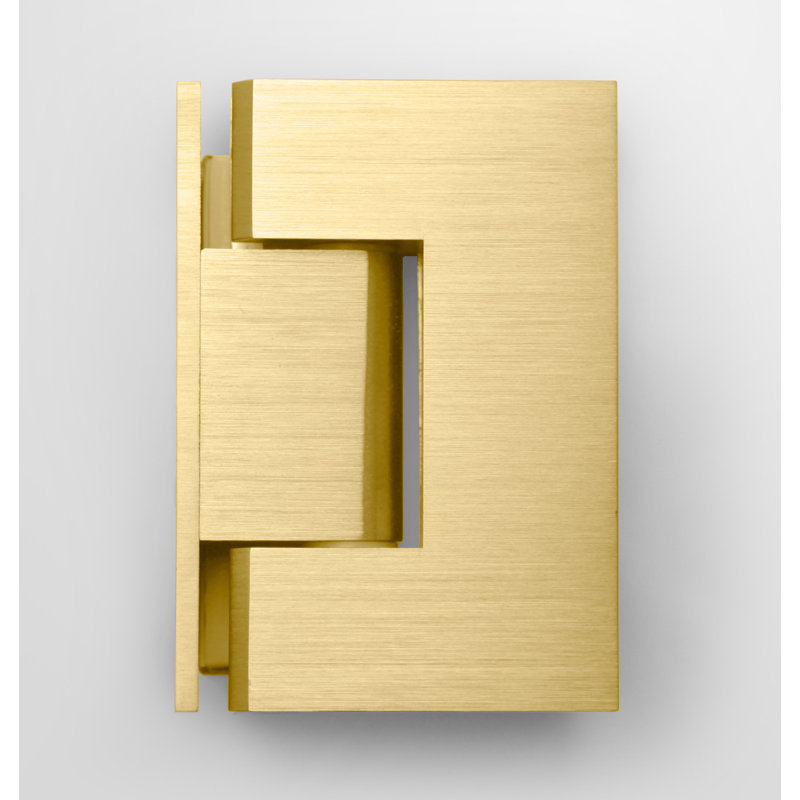 Illume 52 in. x 38.5 in. x 78 in. 90-degree Fully Frameless Wall Hinged Glass Shower Enclosure, Satin Brass