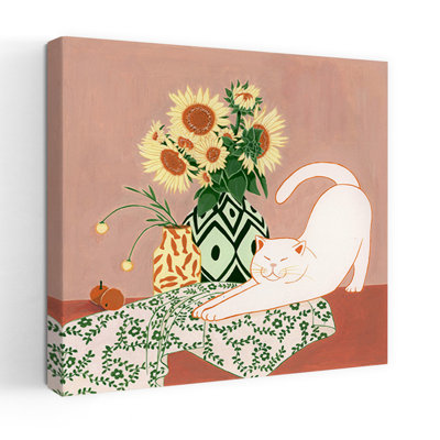 Art contemporain coloré, abstrait, chat, tournesol, fruits, art naturel