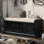 Banc de rangement avec 2 tiroirs et 2 armoires, banc à chaussures avec coussin amovible pour le salon, entrée (noir)-1617274717